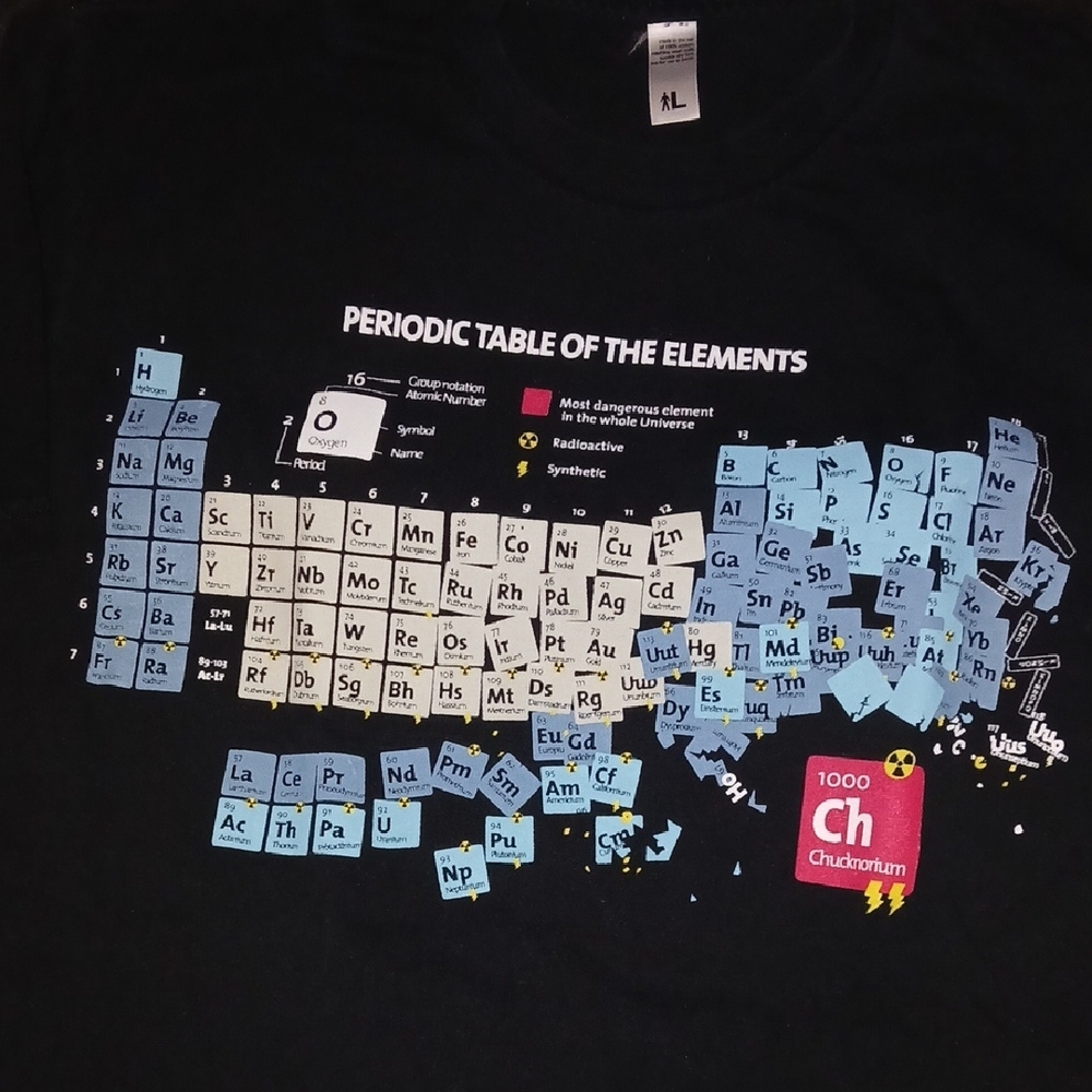 Chuck Norris Edition. Gildan Black and Blue Periodic Table T-Shirt